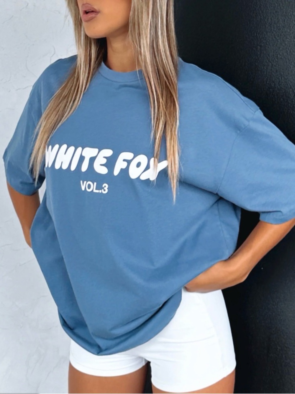 White Fox Offstage Oversized Tee Ocean Blue Size L